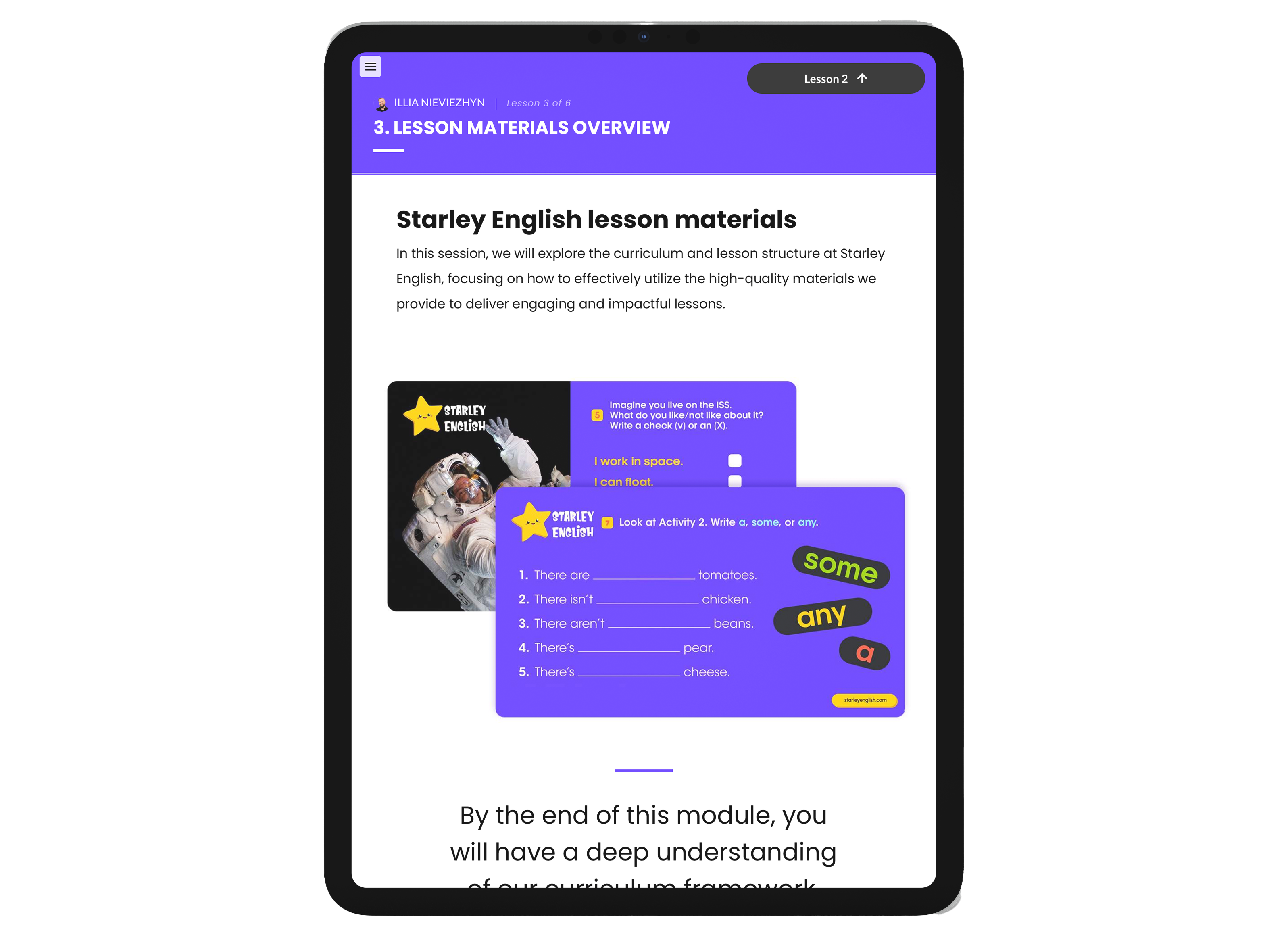 Onboarding handbook displayed on an iPad